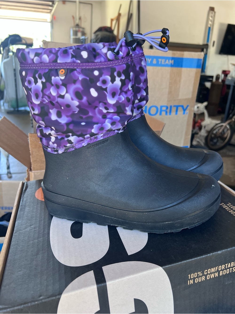 Purple Floral Waterproof BOG Boots